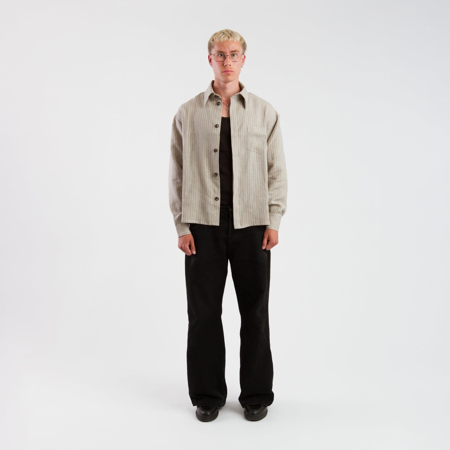 Natural linen button up shirt