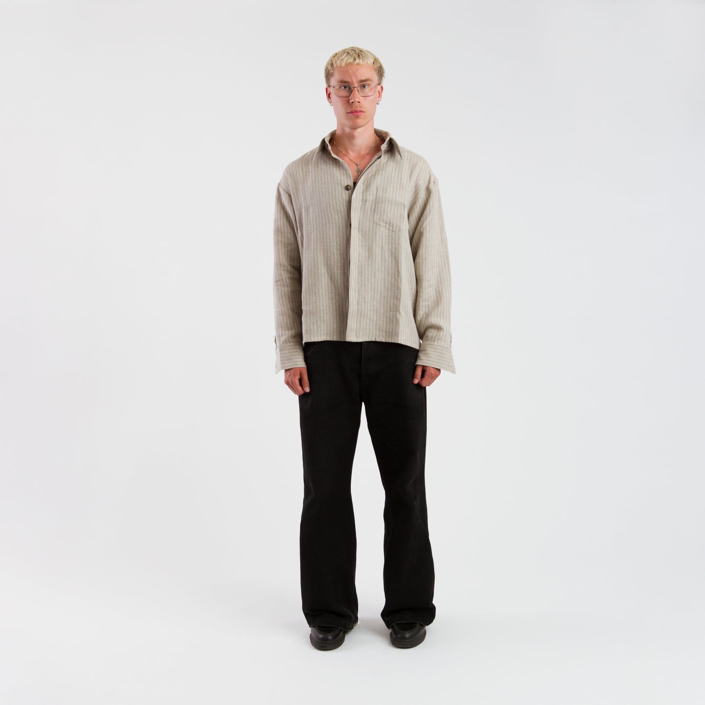 Natural linen button up shirt
