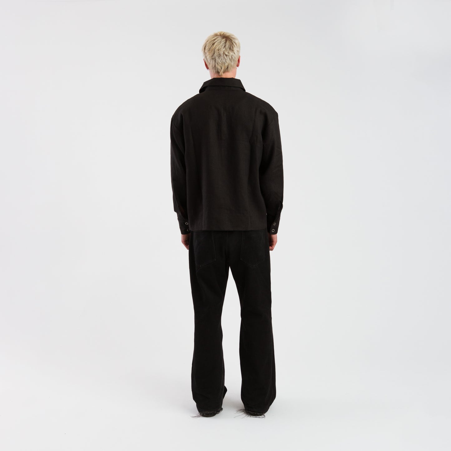 Black linen button up shirt