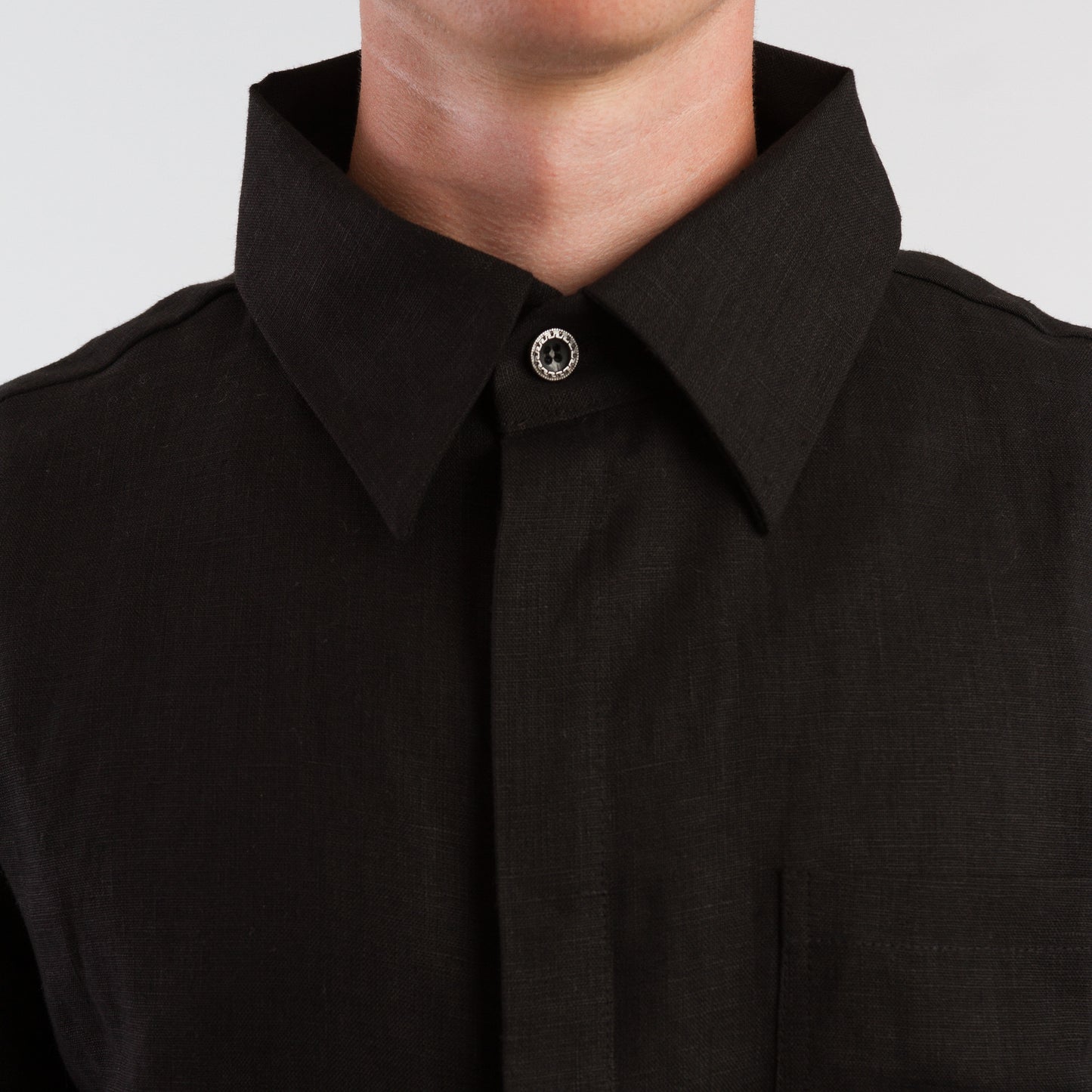 Black linen button up shirt