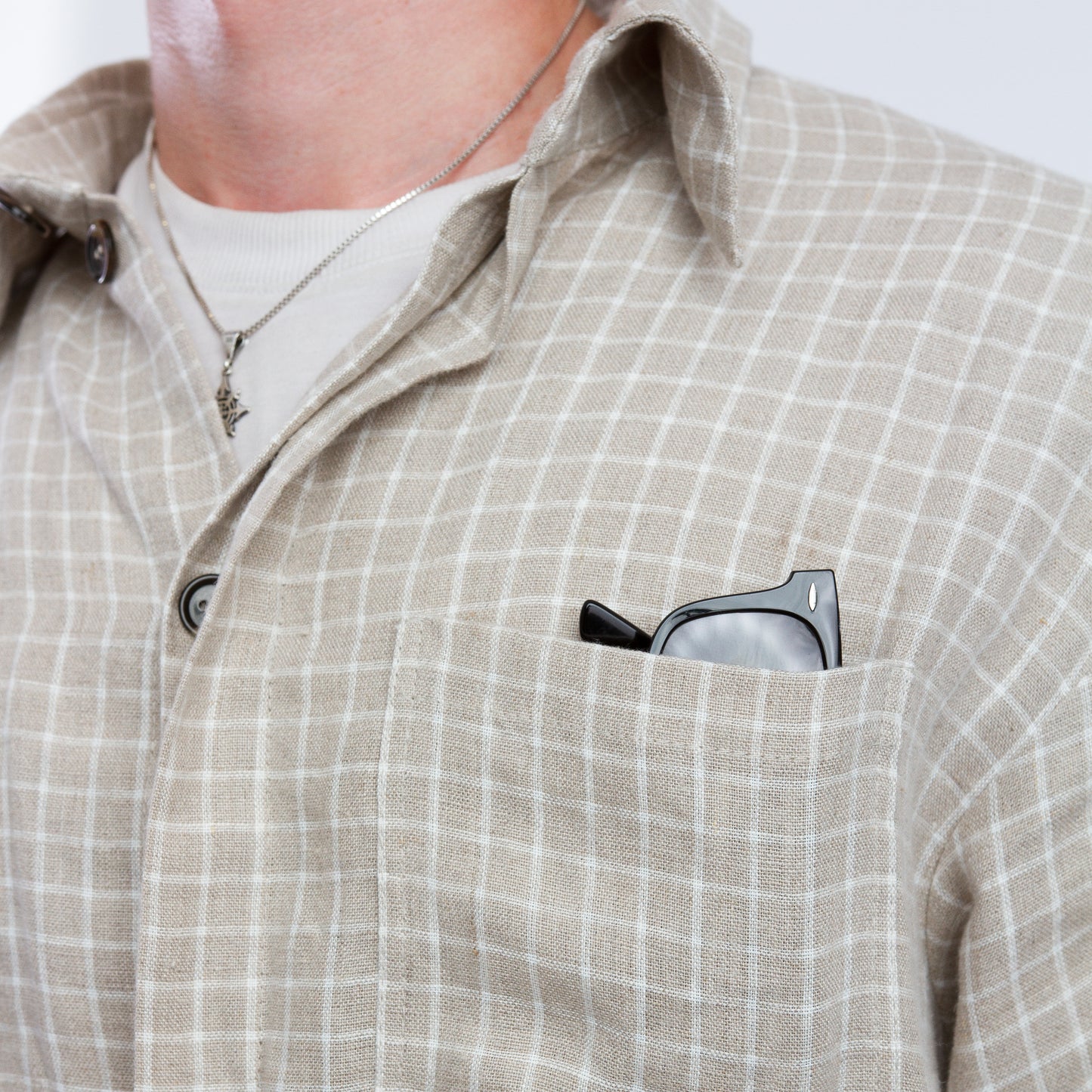 Natural linen button up shirt